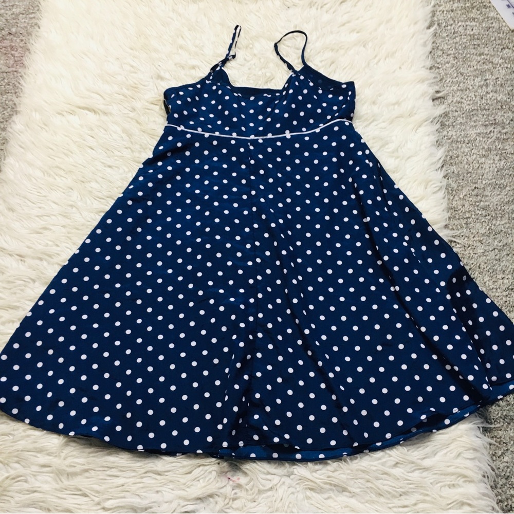Forever 21 Straps Spaghetti Dress Navy Blue Polka Dot size Small